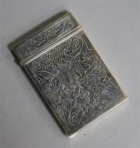 An early Victorian silver card case by Nathaniel Mills, Birmingham, 1840 91mm.